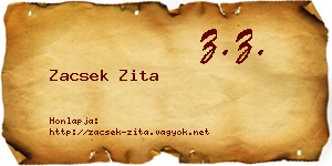 Zacsek Zita névjegykártya